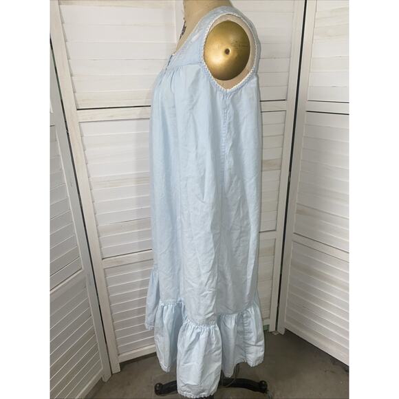 Vintage 80s 90s Chance Encounters Cotton Blue Tank Dress Prairie Cottagecore Med - Picture 7 of 11